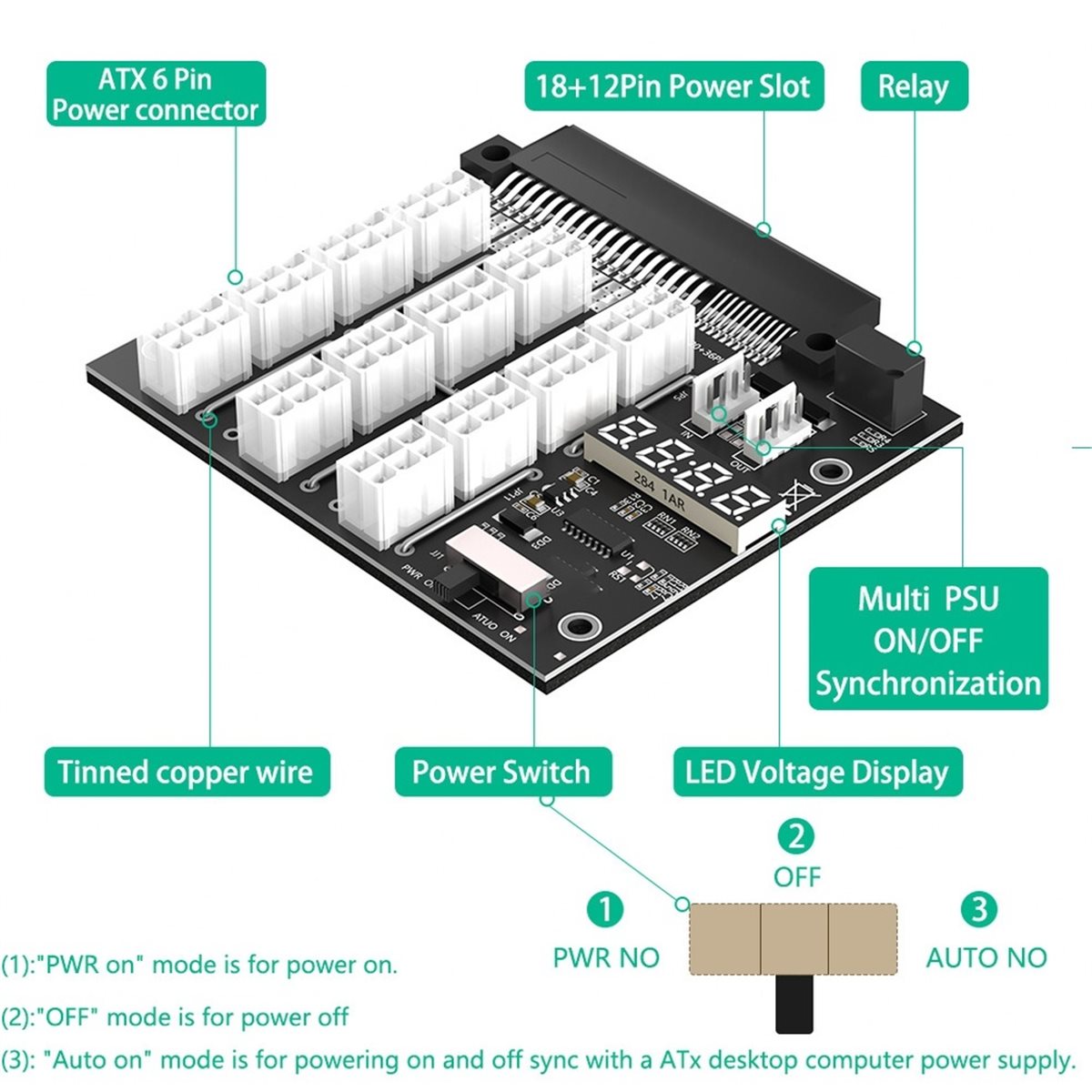 2400W Server Psu Breakout Board - Placa de Conexão M05K com 12