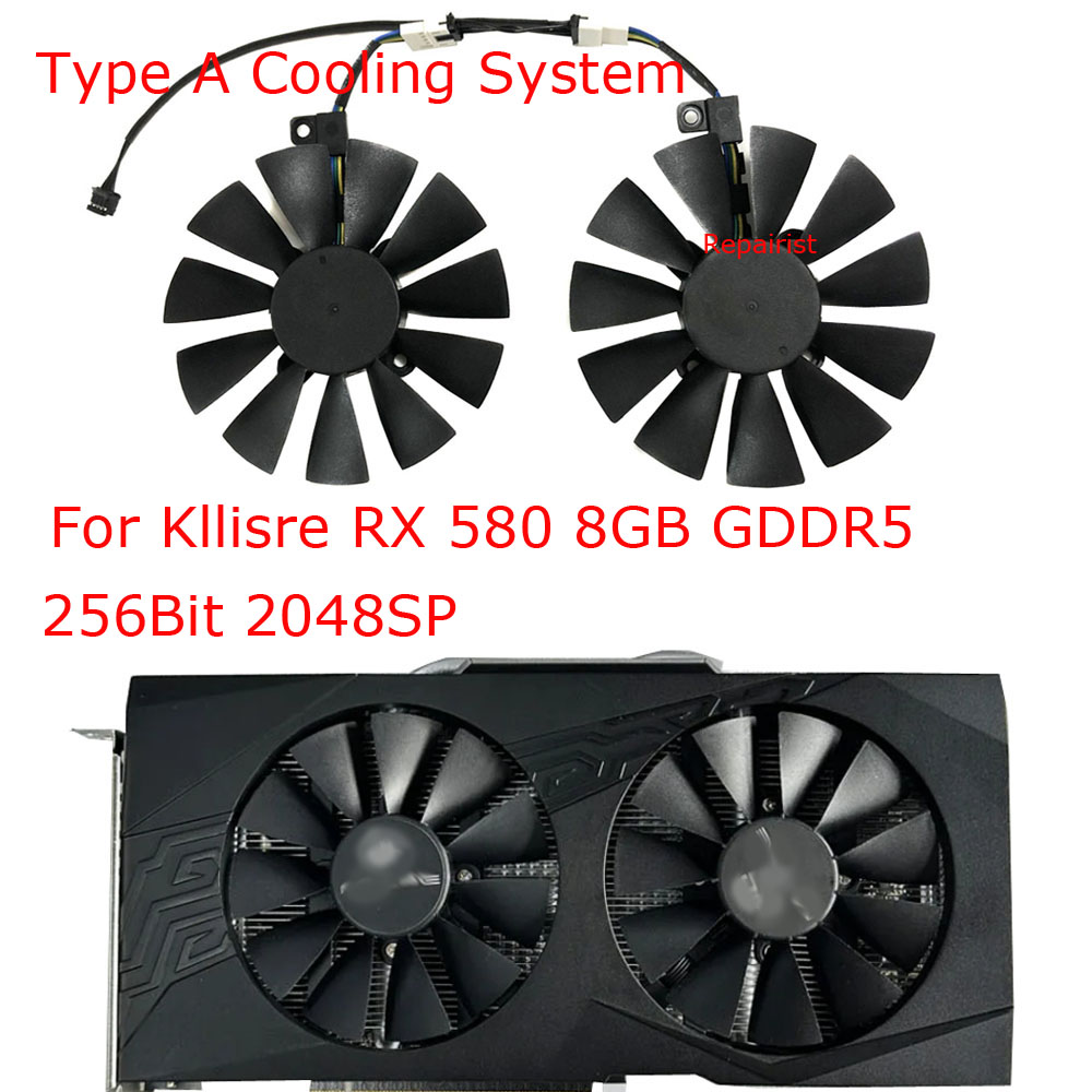 2 pcs/Set, Ventilador de placa - Rx 580 8Gb 2048Sp Gpu avaliação e preço